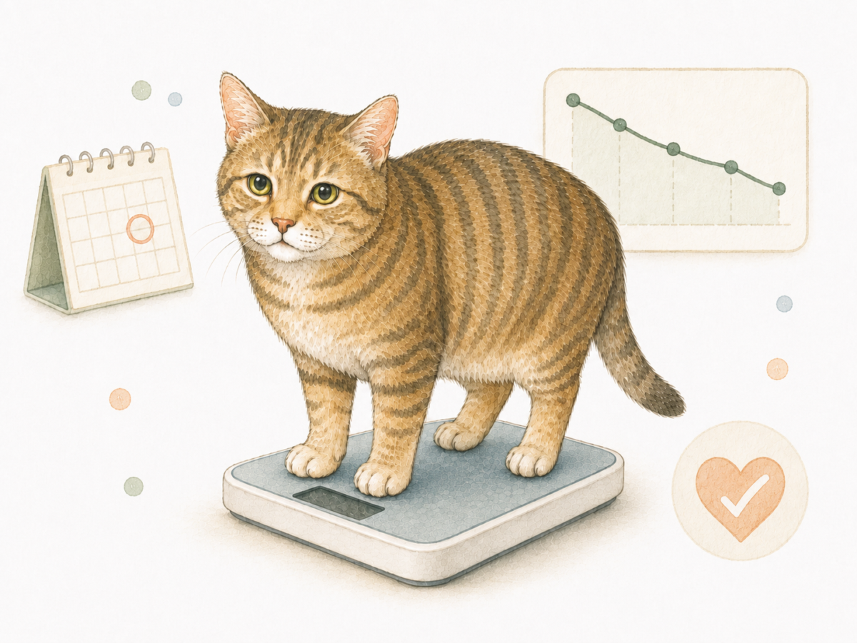 定期的な猫の体重チェックのイメージイラスト